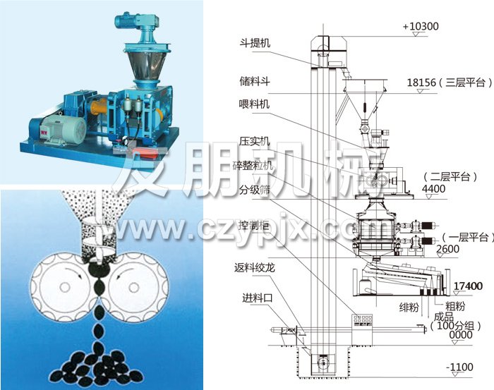 干法輥壓造粒機結構示意圖